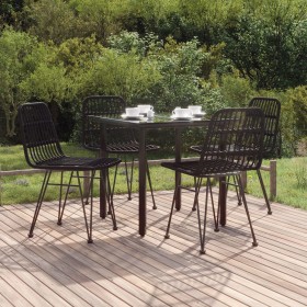 5-Piece Black Synthetic Rattan Garden Dining Set by vidaXL, Garden sets - Ref: Foro24-3157895, Price: 306,99 €, Discount: %