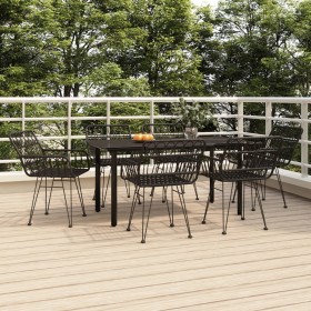 Garten-Essgruppe 7-teilig aus schwarzem synthetischem Rattan von vidaXL, Gartensets - Ref: Foro24-3157870, Preis: 521,76 €, R...