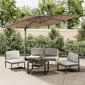 Cantilever parasol with taupe gray LEDs 400x300 cm by vidaXL, Umbrellas - Ref: Foro24-319930, Price: 285,99 €, Discount: %