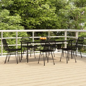 Garden dining set 7 pieces black synthetic rattan by vidaXL, Garden sets - Ref: Foro24-3157885, Price: 597,63 €, Discount: %