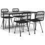 5-Piece Black Synthetic Rattan Garden Dining Set by vidaXL, Garden sets - Ref: Foro24-3157882, Price: 394,74 €, Discount: %