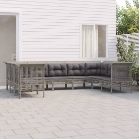 Garden furniture set 9 pieces and gray synthetic rattan cushions by vidaXL, Garden sets - Ref: Foro24-3187566, Price: 468,11 ...