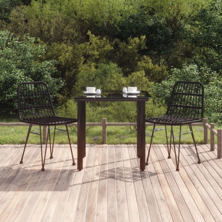 3-Piece Black Synthetic Rattan Garden Dining Set by vidaXL, Garden sets - Ref: Foro24-3157894, Price: 206,01 €, Discount: %