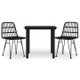 3-Piece Black Synthetic Rattan Garden Dining Set by vidaXL, Garden sets - Ref: Foro24-3157894, Price: 206,01 €, Discount: %