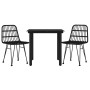 3-Piece Black Synthetic Rattan Garden Dining Set by vidaXL, Garden sets - Ref: Foro24-3157894, Price: 206,01 €, Discount: %