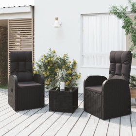 Gartenlounge-Set 3-teilig aus synthetischem Rattan und schwarzem Stahl von vidaXL, Gartensets - Ref: Foro24-3157659, Preis: 3...