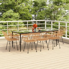 9-teiliges Garten-Essset aus synthetischem Rattan von vidaXL, Gartensets - Ref: Foro24-3157851, Preis: 736,99 €, Rabatt: %