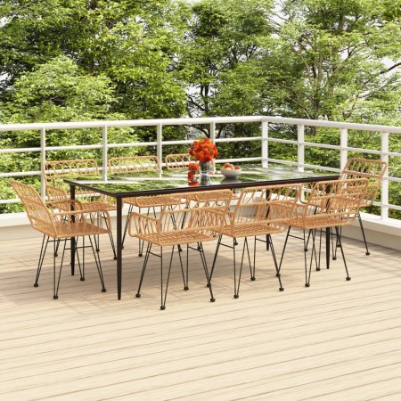 Juego de comedor de jardín 9 piezas ratán sintético de vidaXL, Conjuntos de jardín - Ref: Foro24-3157851, Precio: 737,35 €, D...