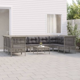 10-teiliges Gartenmöbel-Set und graue synthetische Rattankissen von vidaXL, Gartensets - Ref: Foro24-3187567, Preis: 477,99 €...