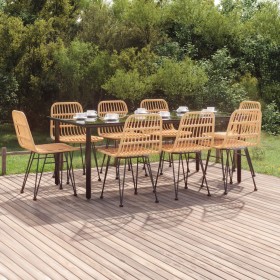 9-teiliges Garten-Essset aus synthetischem Rattan von vidaXL, Gartensets - Ref: Foro24-3157893, Preis: 762,99 €, Rabatt: %