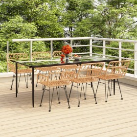 7-teiliges Garten-Esszimmerset aus synthetischem Rattan von vidaXL, Gartensets - Ref: Foro24-3157850, Preis: 575,99 €, Rabatt: %