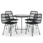 5-piece black synthetic rattan garden dining set by vidaXL, Garden sets - Ref: Foro24-3157844, Price: 324,05 €, Discount: %