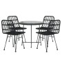 5-piece black synthetic rattan garden dining set by vidaXL, Garden sets - Ref: Foro24-3157844, Price: 324,05 €, Discount: %