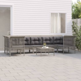 8-piece garden furniture set and gray synthetic rattan cushions by vidaXL, Garden sets - Ref: Foro24-3187565, Price: 436,99 €...