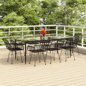 Garten-Essgruppe 9-teilig aus schwarzem synthetischem Rattan von vidaXL, Gartensets - Ref: Foro24-3157858, Preis: 730,65 €, R...