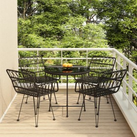 5-Piece Black Synthetic Rattan Garden Dining Set by vidaXL, Garden sets - Ref: Foro24-3157842, Price: 318,99 €, Discount: %