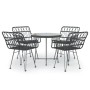 5-Piece Black Synthetic Rattan Garden Dining Set by vidaXL, Garden sets - Ref: Foro24-3157842, Price: 319,11 €, Discount: %