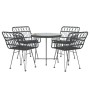 5-Piece Black Synthetic Rattan Garden Dining Set by vidaXL, Garden sets - Ref: Foro24-3157842, Price: 319,11 €, Discount: %