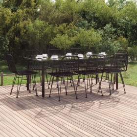 Juego de comedor de jardín 9 piezas ratán sintético negro de vidaXL, Conjuntos de jardín - Ref: Foro24-3157900, Precio: 678,9...