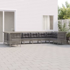 10-teiliges Gartenmöbel-Set und graue synthetische Rattankissen von vidaXL, Gartensets - Ref: Foro24-3187568, Preis: 550,99 €...