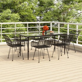 Garten-Essgruppe 7-teilig aus schwarzem synthetischem Rattan von vidaXL, Gartensets - Ref: Foro24-3157856, Preis: 491,99 €, R...