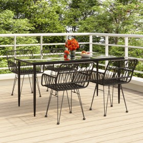 5-Piece Black Synthetic Rattan Garden Dining Set by vidaXL, Garden sets - Ref: Foro24-3157855, Price: 373,99 €, Discount: %