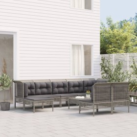 9-piece garden furniture set and gray synthetic rattan cushions by vidaXL, Garden sets - Ref: Foro24-3187569, Price: 406,99 €...