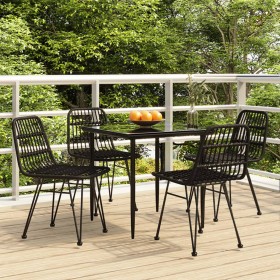 5-Piece Black Synthetic Rattan Garden Dining Set by vidaXL, Garden sets - Ref: Foro24-3157881, Price: 354,69 €, Discount: %