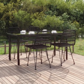 5-Piece Black Synthetic Rattan Garden Dining Set by vidaXL, Garden sets - Ref: Foro24-3157897, Price: 443,65 €, Discount: %