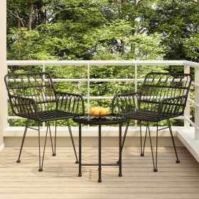 3-Piece Black Synthetic Rattan Garden Dining Set by vidaXL, Garden sets - Ref: Foro24-3157830, Price: 158,99 €, Discount: %