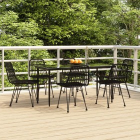 7-piece black synthetic rattan garden dining set by vidaXL, Garden sets - Ref: Foro24-3157884, Price: 489,99 €, Discount: %