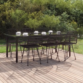 7-piece black synthetic rattan garden dining set by vidaXL, Garden sets - Ref: Foro24-3157899, Price: 575,99 €, Discount: %