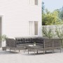 Set de muebles de jardín 10 pzas y cojines ratán sintético gris de vidaXL, Conjuntos de jardín - Ref: Foro24-3187571, Precio:...