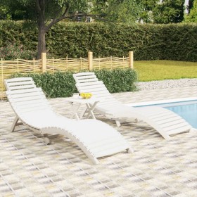 Sonnenliegen mit Tisch 2 Stück aus massivem weißem Akazienholz von vidaXL, Liegen - Ref: Foro24-3155471, Preis: 322,65 €, Rab...