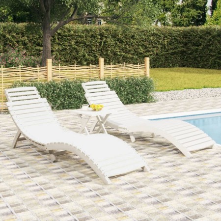 Sun loungers with table 2 pcs solid white acacia wood by vidaXL, Loungers - Ref: Foro24-3155471, Price: 322,65 €, Discount: %