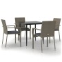 Set comedor jardín 5 pzas y cojines ratán sintético negro gris de vidaXL, Conjuntos de jardín - Ref: Foro24-3185126, Precio: ...