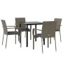 Set comedor jardín 5 pzas y cojines ratán sintético negro gris de vidaXL, Conjuntos de jardín - Ref: Foro24-3185126, Precio: ...