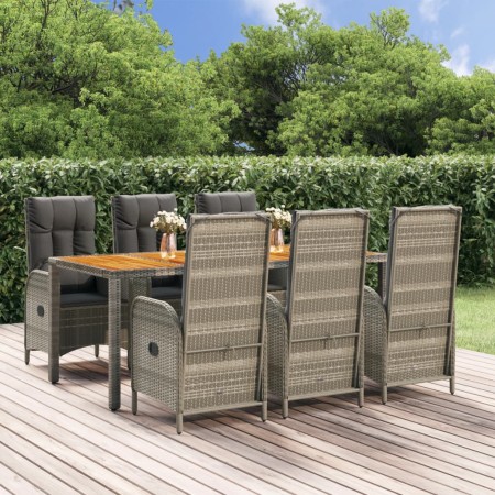 Garden dining set 7 pieces and gray synthetic rattan cushions by vidaXL, Garden sets - Ref: Foro24-3185042, Price: 1,00 €, Di...