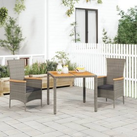 3-teiliges Garten-Esszimmerset mit synthetischen Rattankissen grau von vidaXL, Gartensets - Ref: Foro24-3157534, Preis: 217,1...