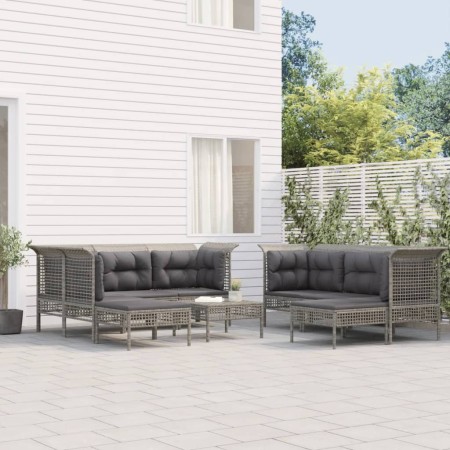 9-piece garden furniture set and gray synthetic rattan cushions by vidaXL, Garden sets - Ref: Foro24-3187573, Price: 504,03 €...