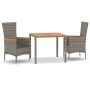 Set comedor de jardín 3 piezas con cojines ratán sintético gris de vidaXL, Conjuntos de jardín - Ref: Foro24-3157534, Precio:...