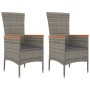 Set comedor de jardín 3 piezas con cojines ratán sintético gris de vidaXL, Conjuntos de jardín - Ref: Foro24-3157534, Precio:...