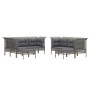 9-piece garden furniture set and gray synthetic rattan cushions by vidaXL, Garden sets - Ref: Foro24-3187573, Price: 504,03 €...