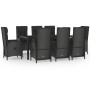 Garden dining set 9 pieces and cushions in black and gray synthetic rattan by vidaXL, Garden sets - Ref: Foro24-3185058, Pric...