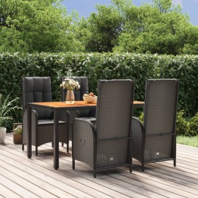 5-teiliges Gartenmöbel-Set mit Kissen synthetisches Rattan schwarz von vidaXL, Gartensets - Ref: Foro24-3185070, Preis: 790,0...