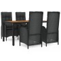 Set de muebles jardín 5 pzas con cojines ratán sintético negro de vidaXL, Conjuntos de jardín - Ref: Foro24-3185070, Precio: ...