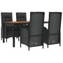 Set de muebles jardín 5 pzas con cojines ratán sintético negro de vidaXL, Conjuntos de jardín - Ref: Foro24-3185070, Precio: ...