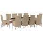 Set comedor de jardín 11 pzas con cojines ratán sintético beige de vidaXL, Conjuntos de jardín - Ref: Foro24-3157574, Precio:...