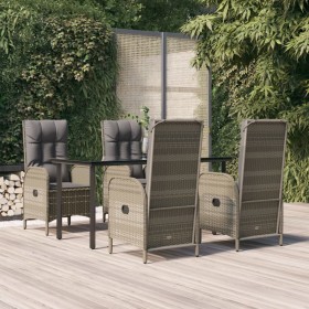 Garten-Essgruppe 5-teilig und schwarzgraue Kissen aus synthetischem Rattan von vidaXL, Gartensets - Ref: Foro24-3185201, Prei...