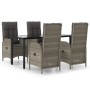 Set comedor jardín 5 pzas y cojines ratán sintético negro gris de vidaXL, Conjuntos de jardín - Ref: Foro24-3185201, Precio: ...